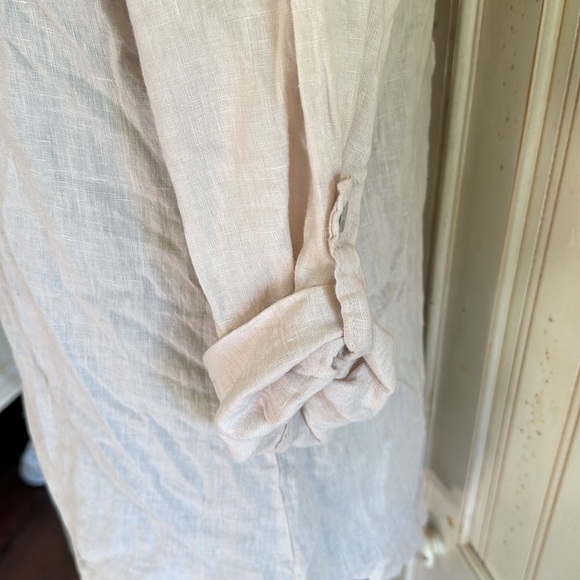 Soft Surroundings NWT 100% Linen Day Shine Beige Button Down‎ Shirt - Picture 4 of 10